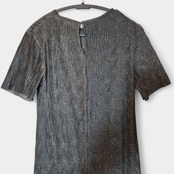 Mango Lurex Opening Maxi Dress Black Short Sleeve Shimmery Event Prom 6 NWT - Picture 8 of 16